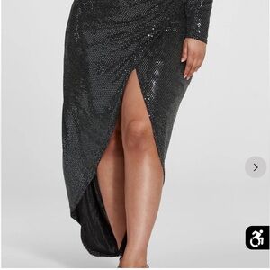Fashion to Figure Black Asymmetrical Sequin MAXI Skirt